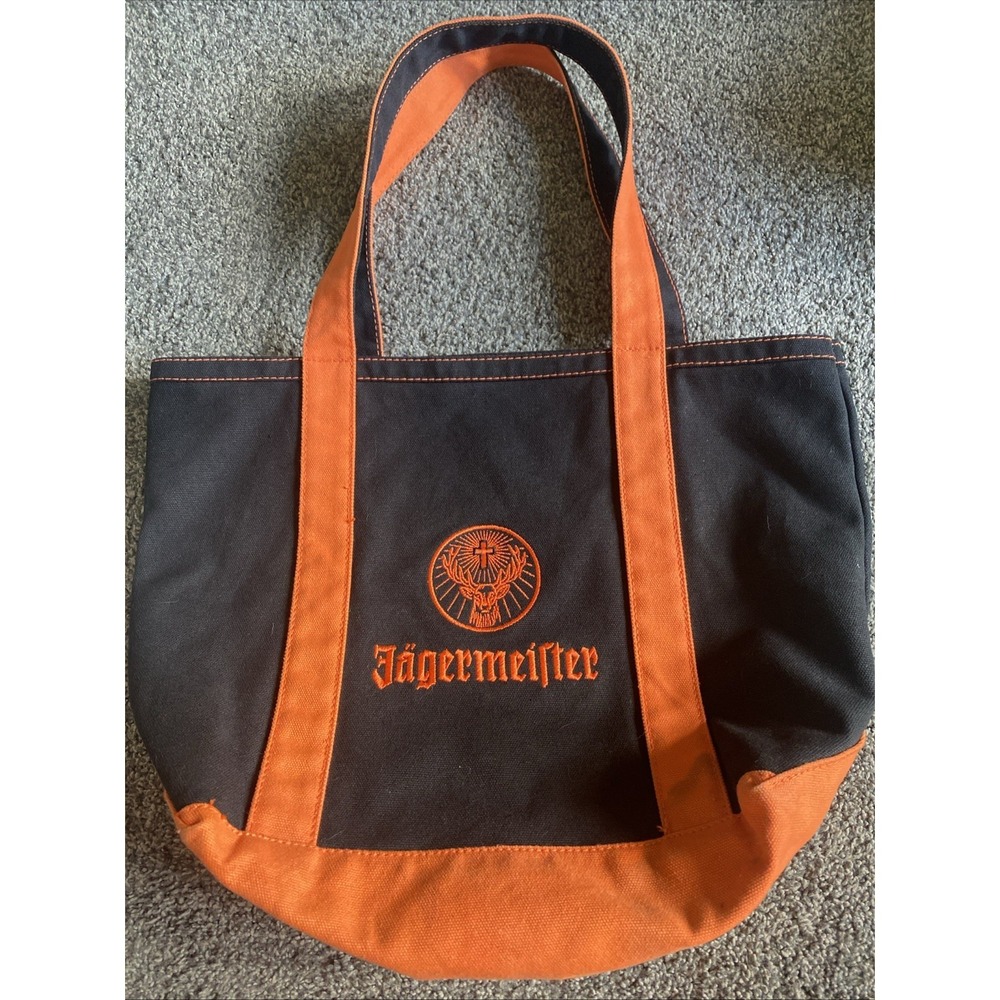Jägermeister Canvas Orange Black Tote Bag Embroidered